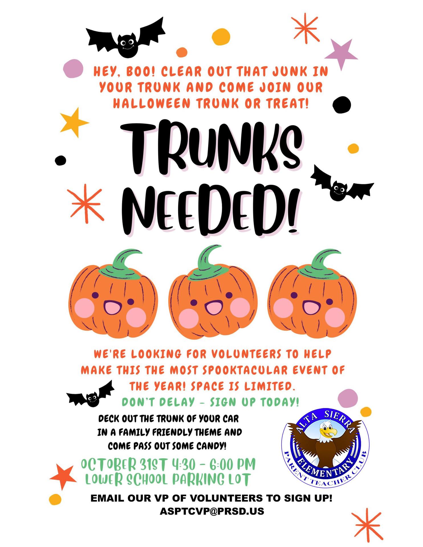 Trunks Needed for Trunk or Treat!