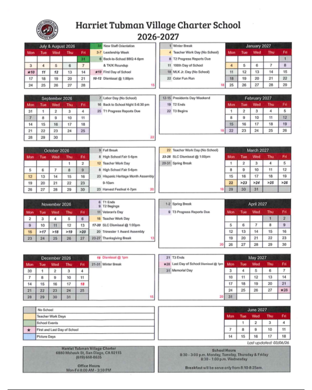 School Calendar 2026-2027 Featured Photo