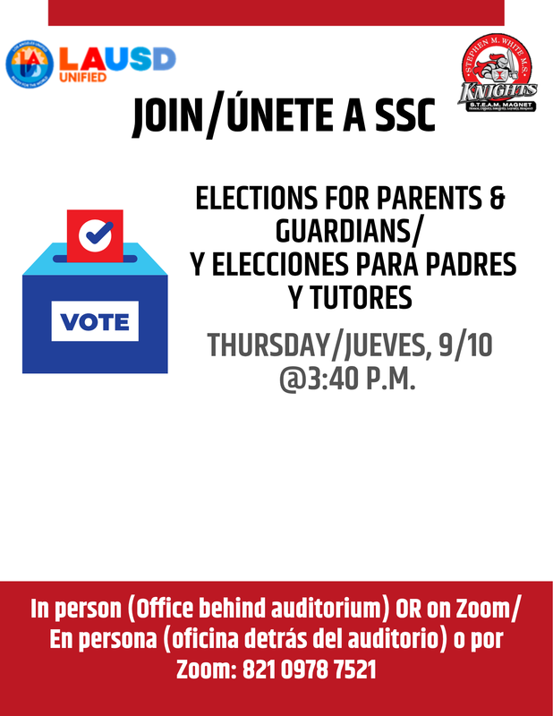 Election for Parents for SSC at 3:40 p.m. on Thursday, September 10, 2026