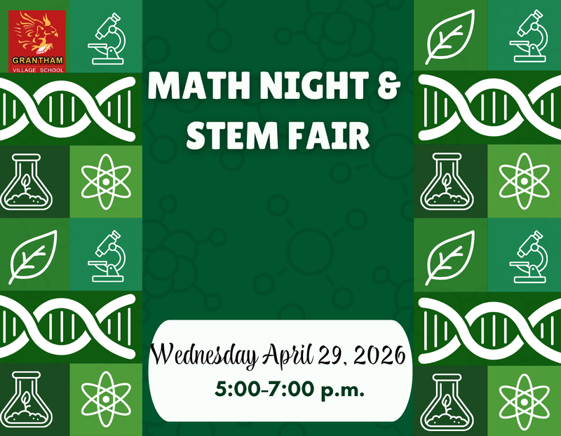 Math Night and STEM Fair April 29th from 5:00-7:00 p.m.