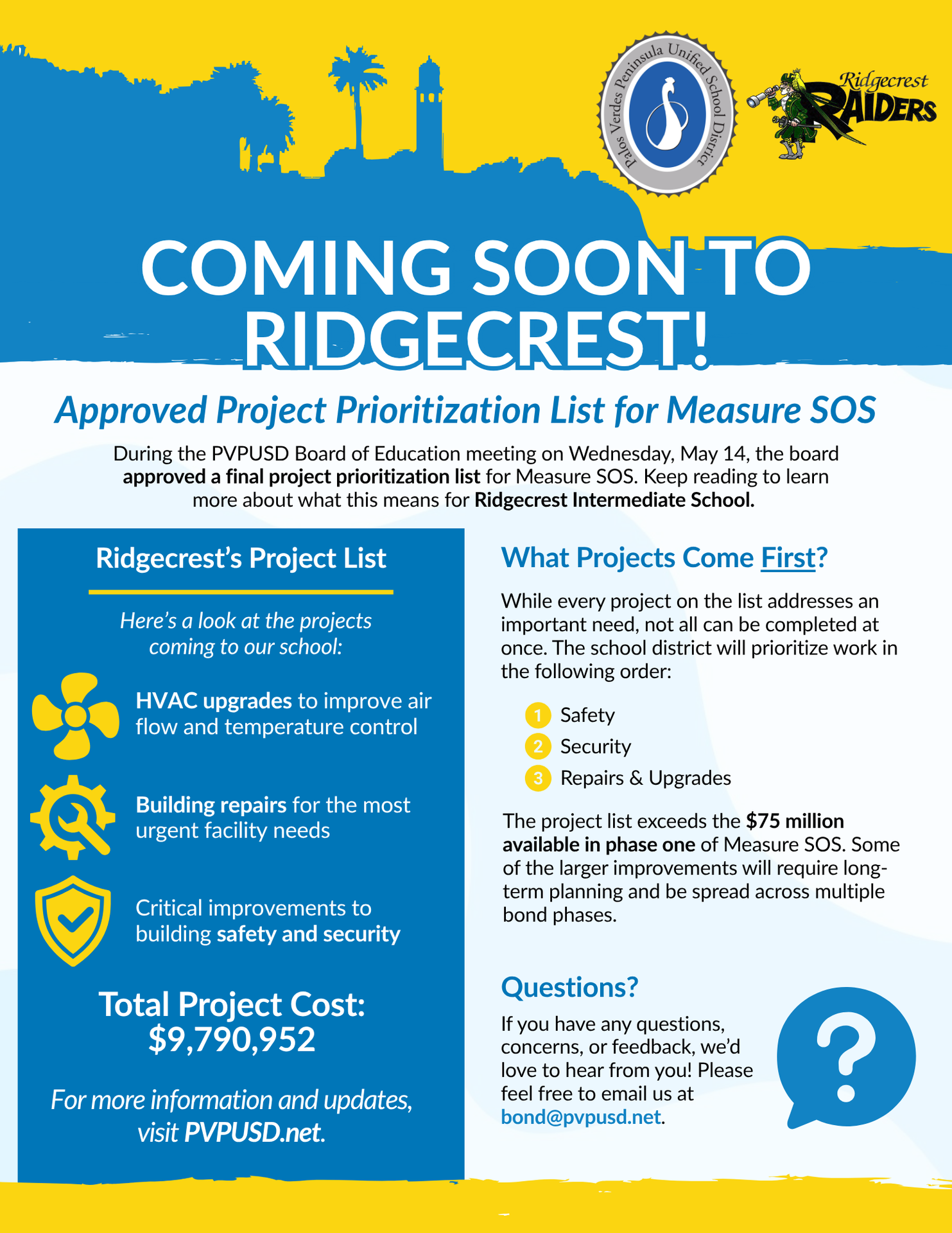 Coming Soon - Approved Project Prioritization List for Measure SOS