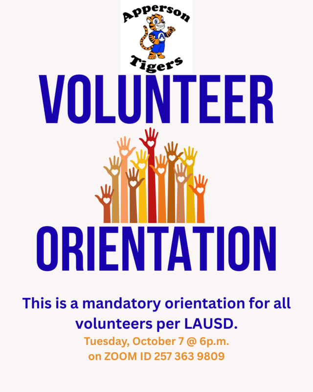 Volunteer orientation is happening October 7 at 6pm on zoom.