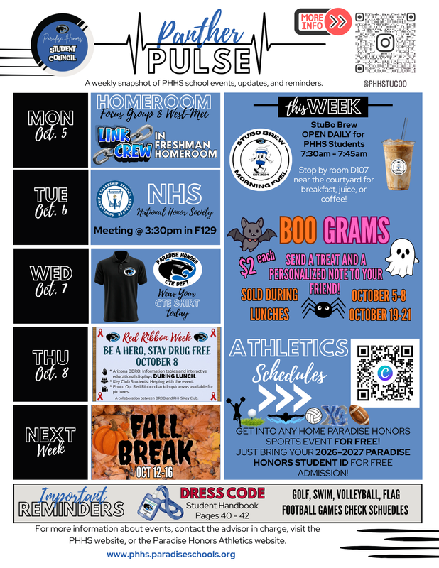 PHHS Panther Pulse - October 5th to October 9th