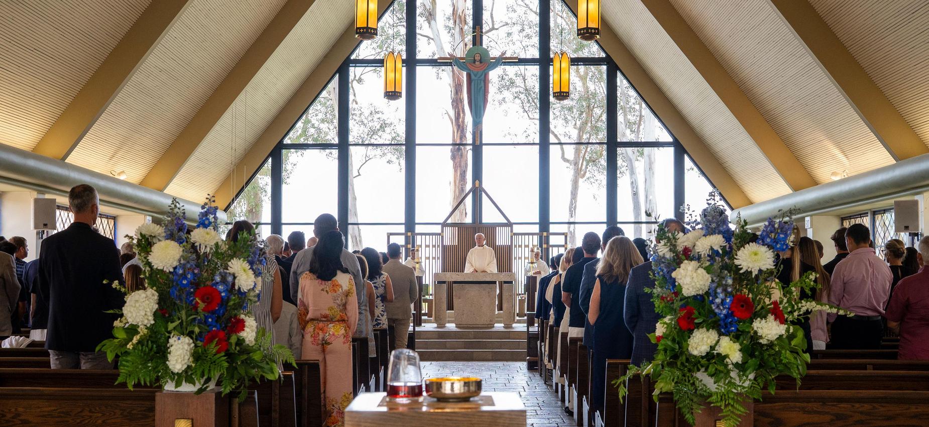 Shot from back of church at Graduation mass