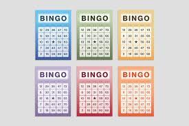 Six pastel colored bingo cards