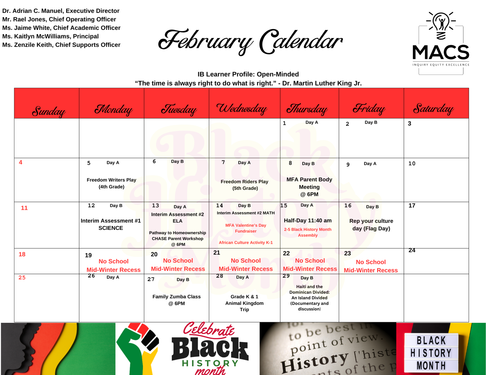 Events Calendar Monthly Event Calendar Merrick Academy Charter School