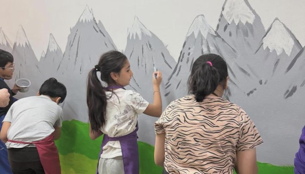 Students painting