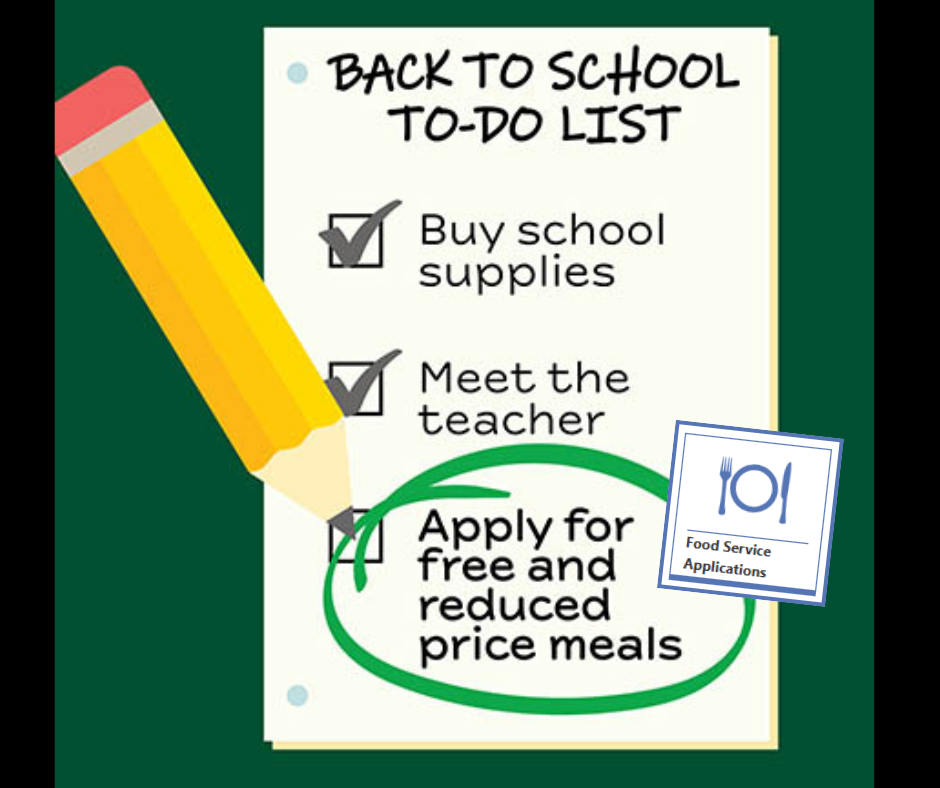 Image of to-do list including apply for free and reduced meals