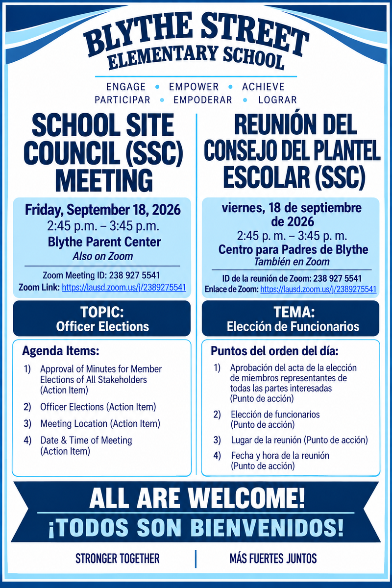 SSC Officer Election Meeting 9/18/26 @2:45 p.m. in perosn and on Zoom