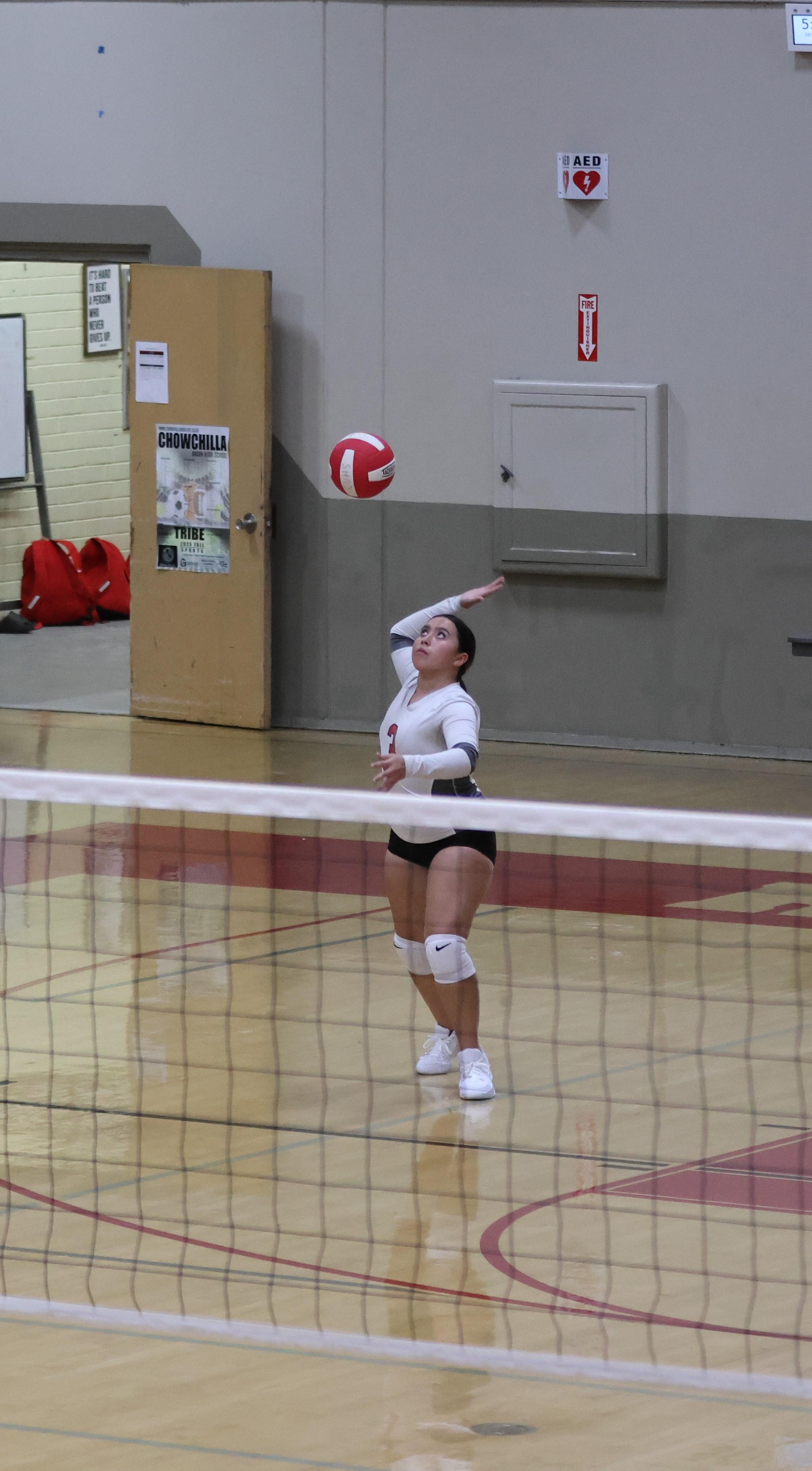 junior varsity girls playing volleyball 107