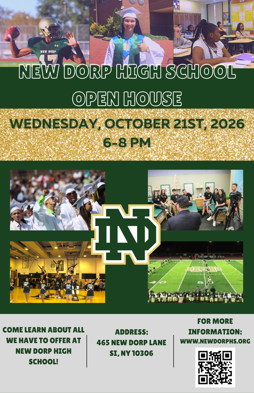 open house flyer with information regarding open house on wednesday october 21st from 6-8 pm. with elements of school life