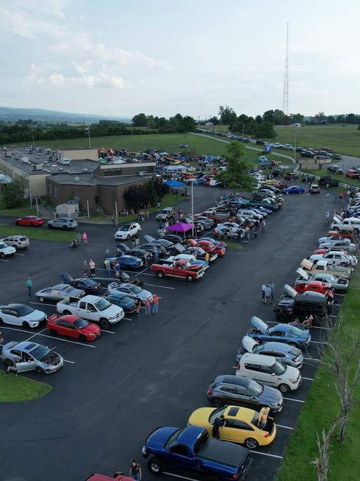 Aerial photo of car show