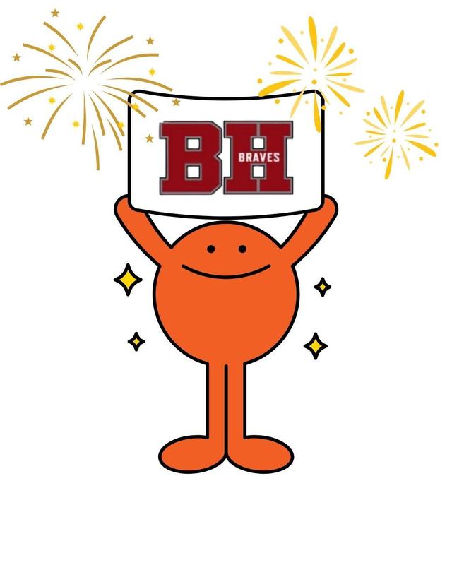 celebrating figure with BHS and fireworks