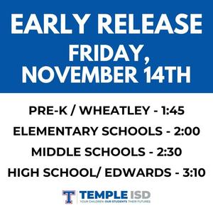 Early release on Friday at 2:30pm