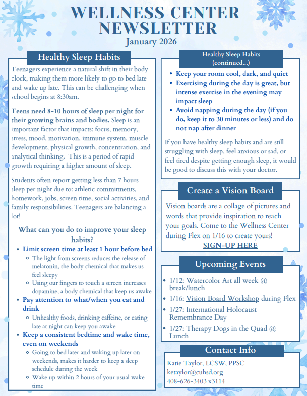 wellness center newsletter for january 2026