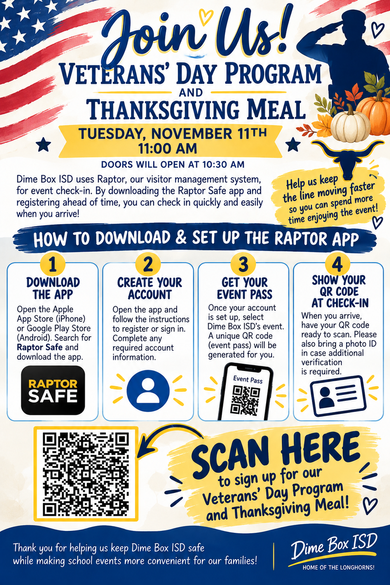 🎖️🪖 Join Us for Our Veterans’ Day Program & Thanksgiving Meal! Thumbnail Image