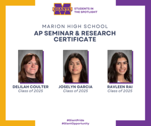 promo graphic - 2025 AP Seminar and Research Certificate - Marion High School