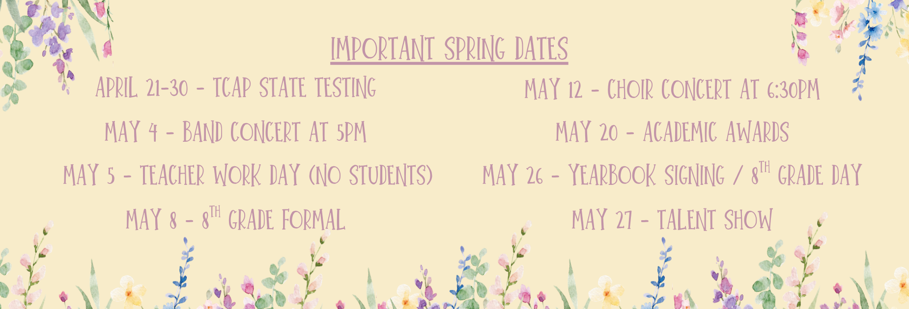 spring dates