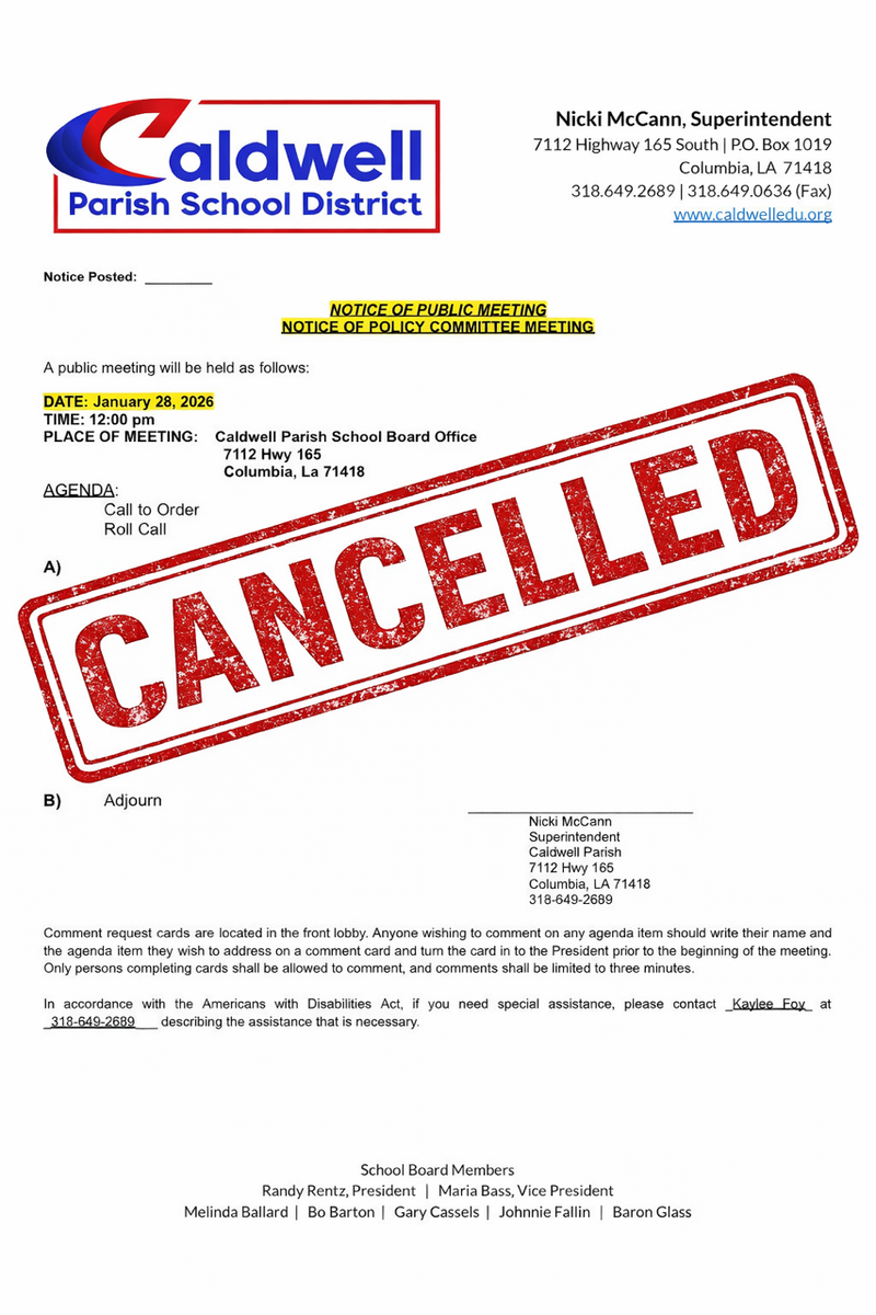 Policy Committee Meeting Canceled Featured Photo