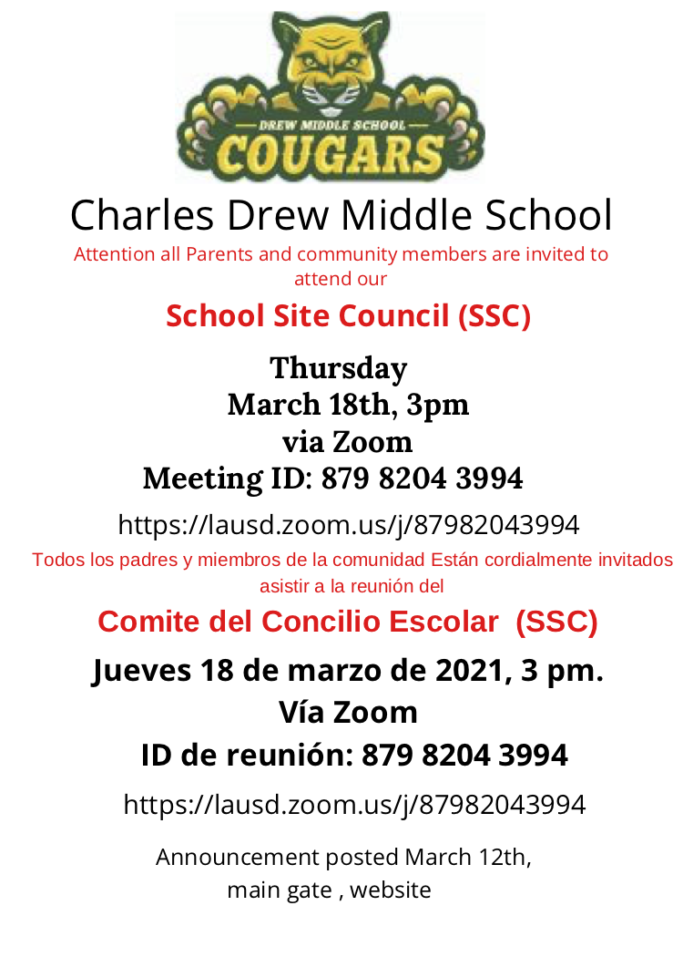 Attendance About Us Charles Drew Middle School