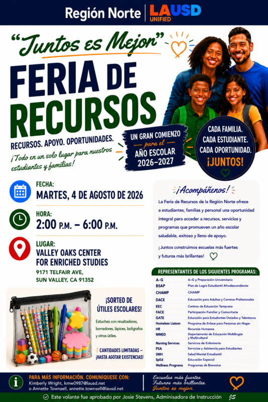 8-4-26 Student Resource Fair @ VOCES Spanish Flyer