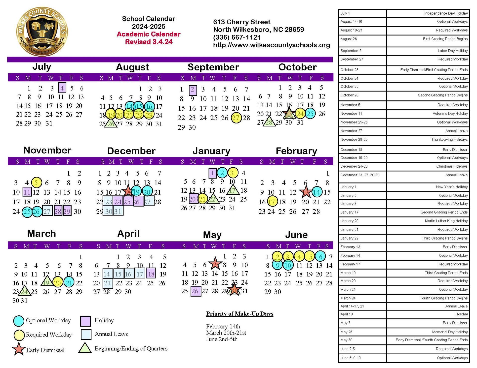 District Calendars – District – Wilkes County Schools District Calendars – District – Wilkes County Schools