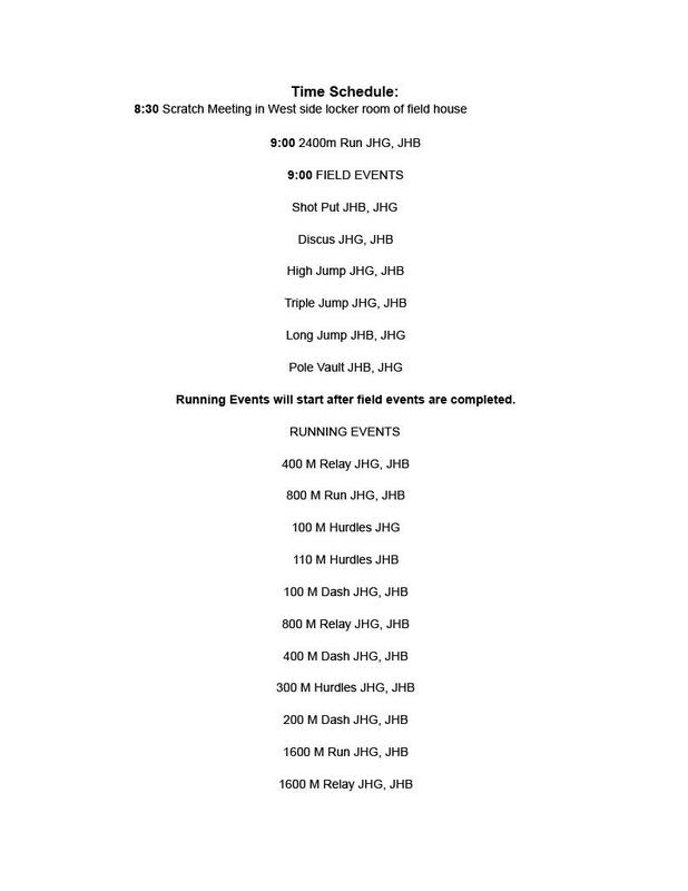2026 JH District Track Meet Schedule