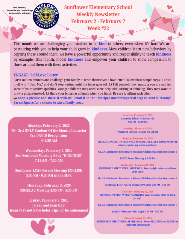 Sunflower Weekly Newsletter Week 22