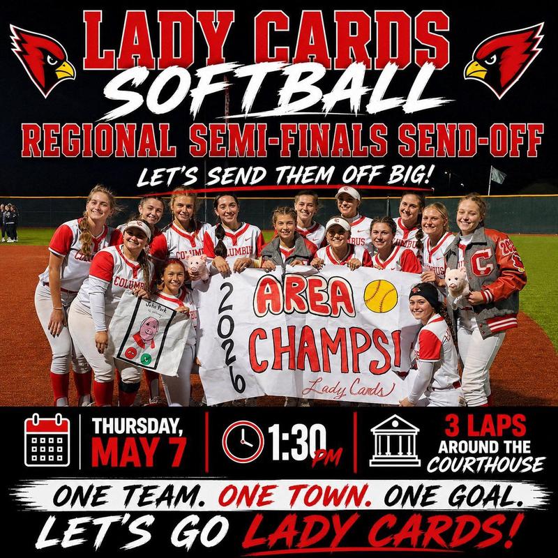 Send off for the girls is at the courthouse at 1:30pm today