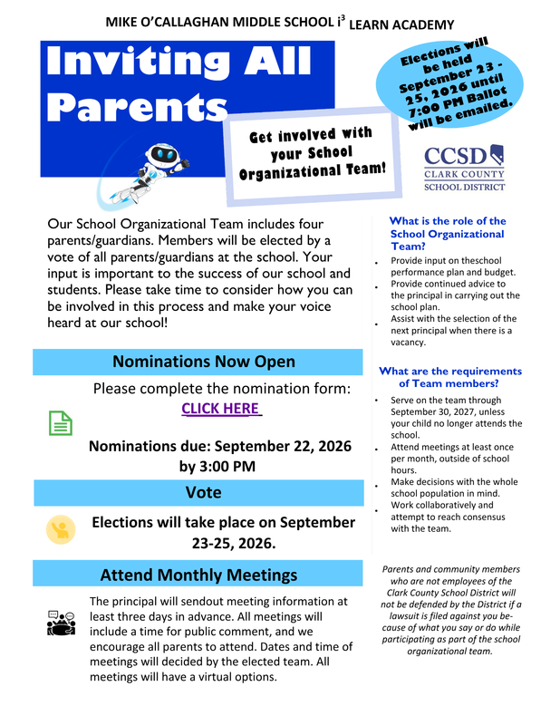 2026-2027 School Organization Team (S.O.T.) Parent Member Nominations Now Open Featured Photo