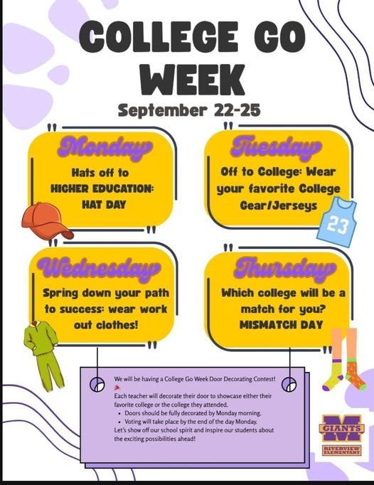 promo graphic - Riverview Elementary College GO! 2025 activities