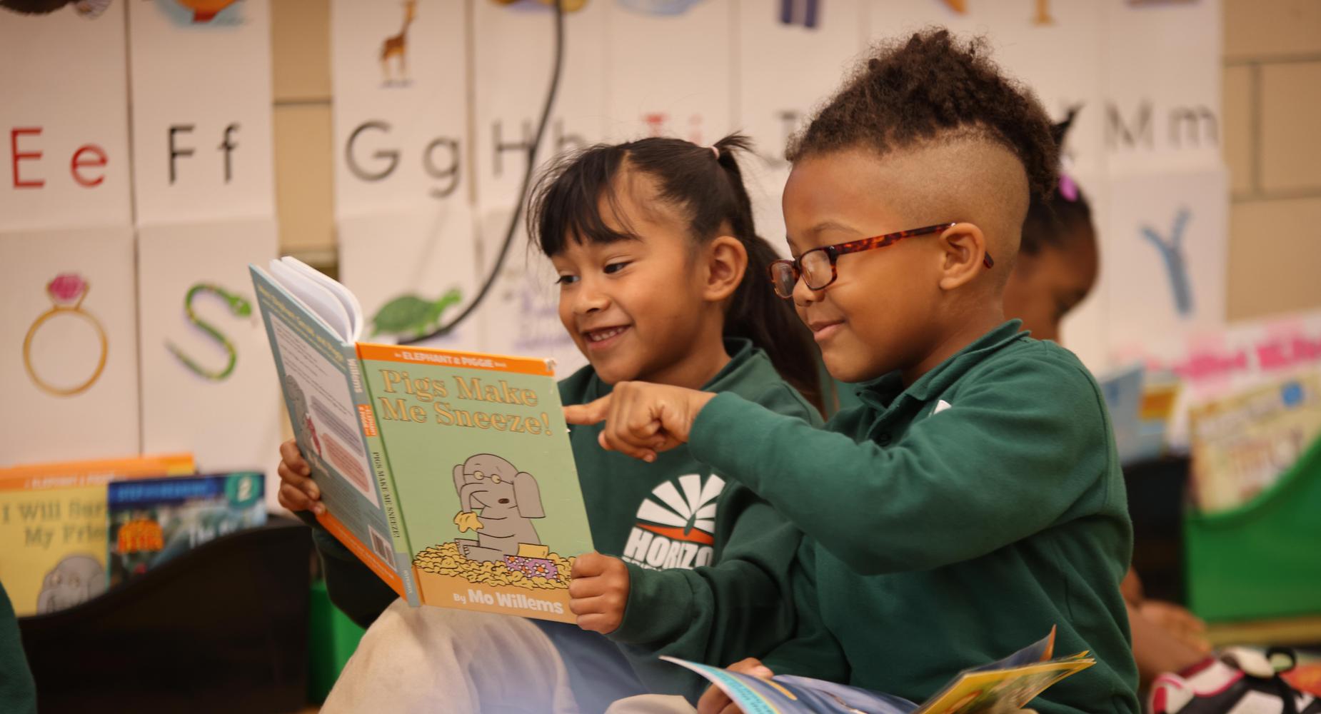 Students spend time reading together.