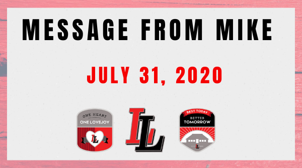 Message from Mike: July 31, 2020 Featured Photo