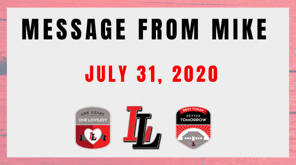 Message from Mike: July 31, 2020