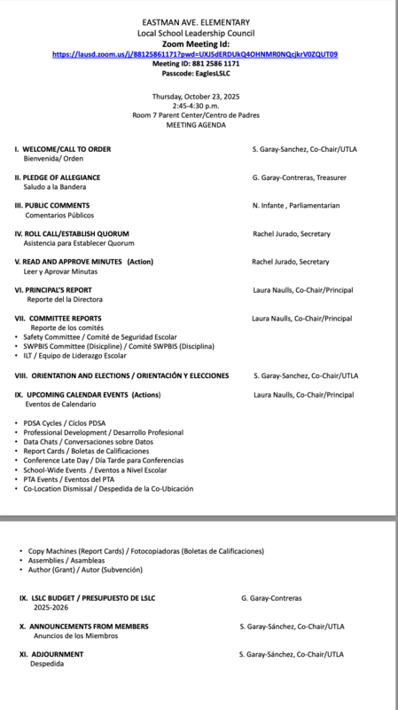 LSLC Meeting 10/23/25