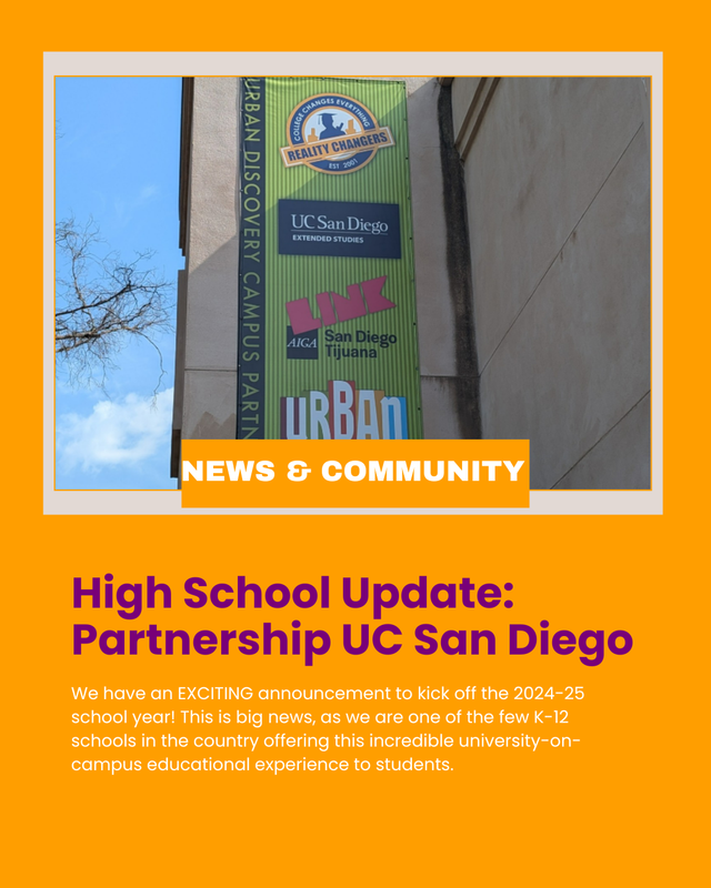Urban SD partnership with UC San Diego with text highlighting the opportunity available to students.