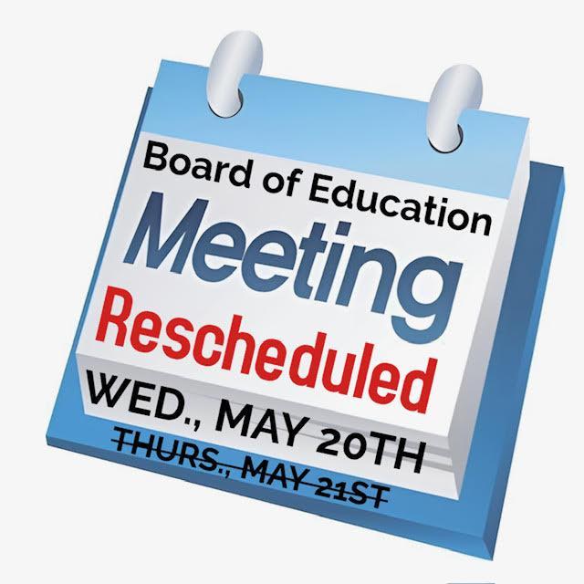 Regular Board Meeting Rescheduled to Wednesday, May 20th Thumbnail Image