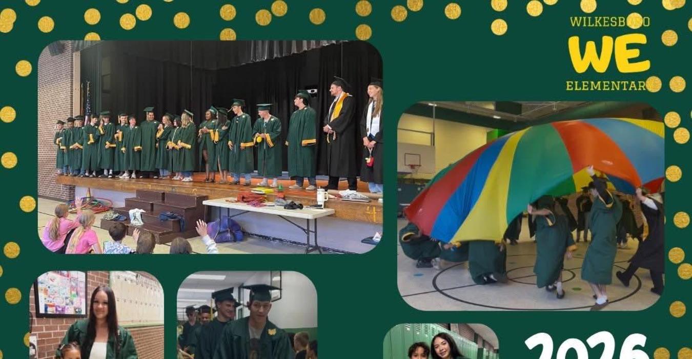 Graduates participate in fun activities and ceremonies with colorful parachutes.