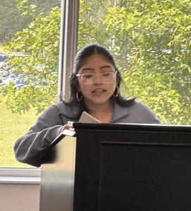 Tamara reading her poem