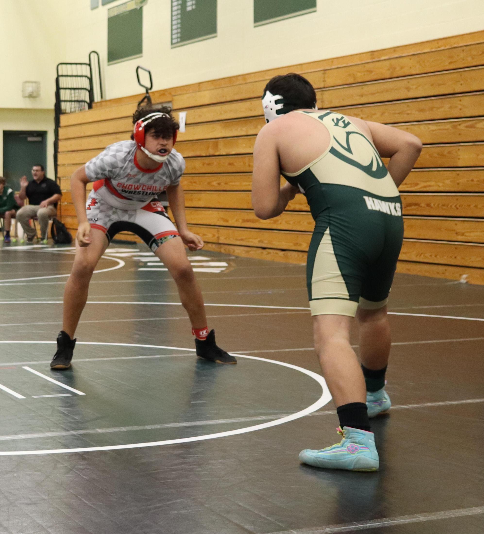wrestlers in action at the Hawks invitational