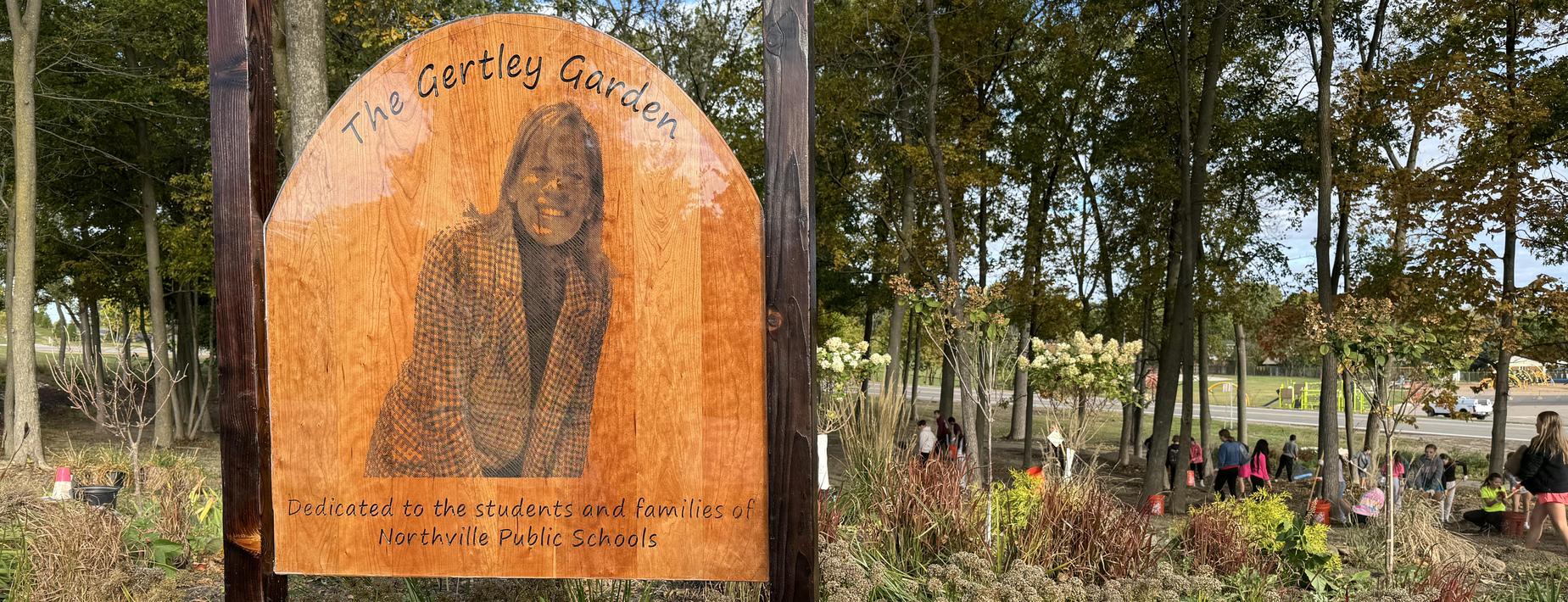 Dedication display for the Gertley Garden at Hillside Middle School