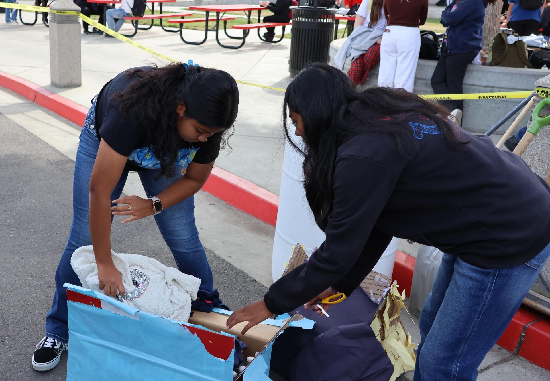 students and staff enjoying the pumpkin drop