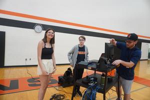 Students are ready to film the 8th grade final celebration.