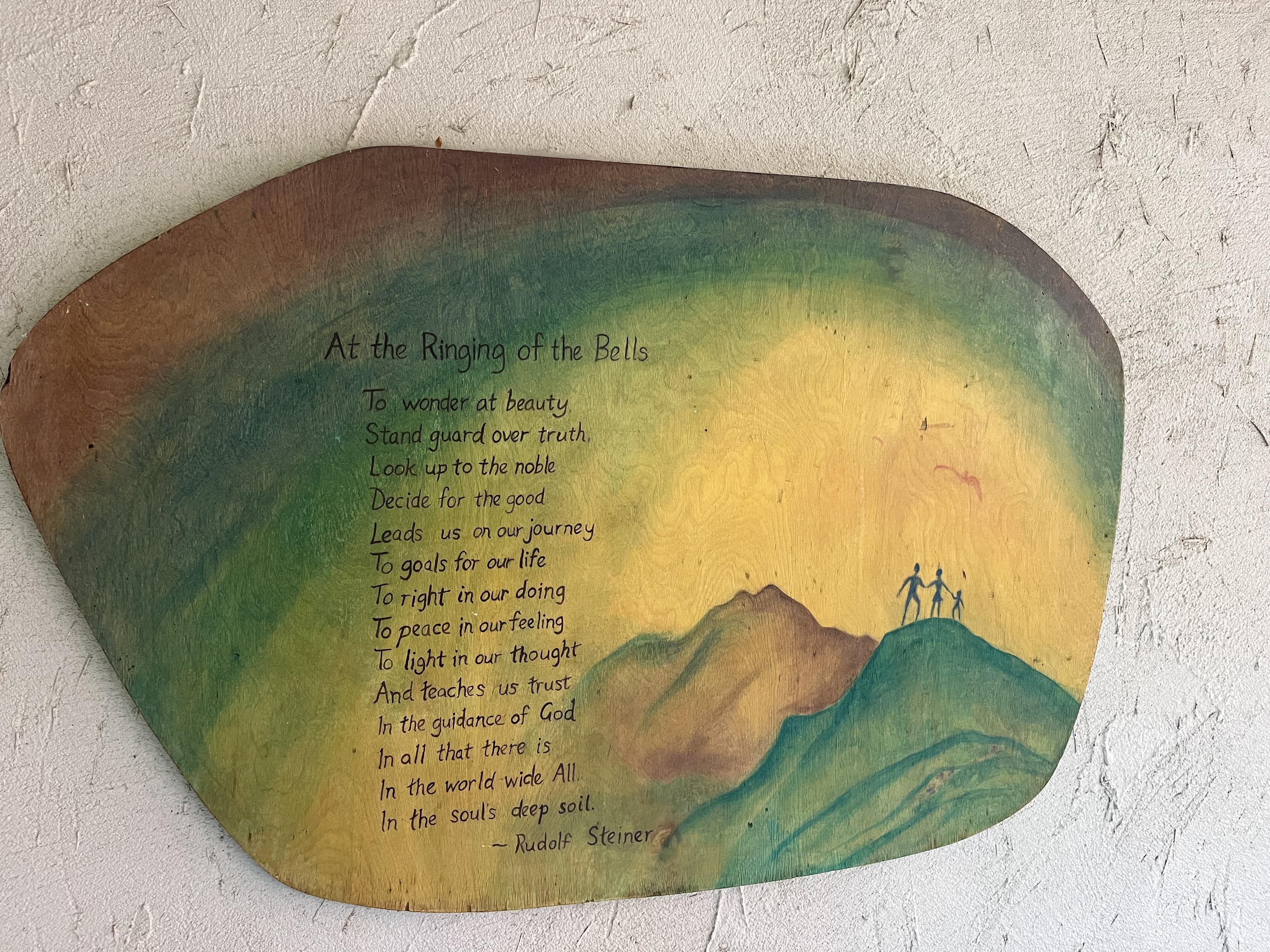 Watercolor with "At the Ringing of the Bells" Steiner Quote