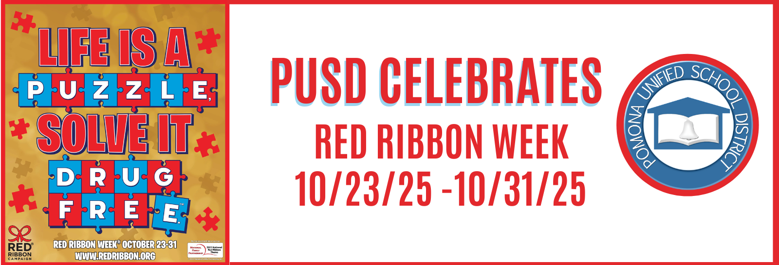 Red ribbon week shuffle banner for web