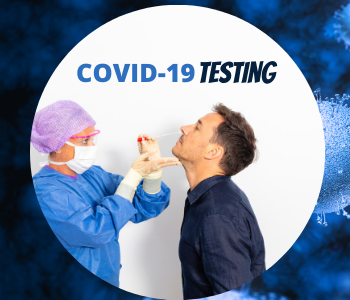 Nurse giving man a COVID test