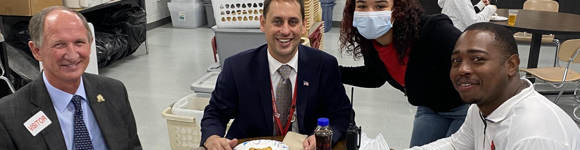 Mrs. Fisher's class prepared food for Representative Richard Heath - Principal for a Day at Mayfield High School.