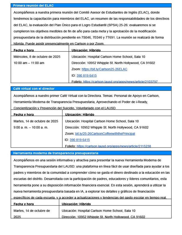 Family Academy course catalog spanish 2