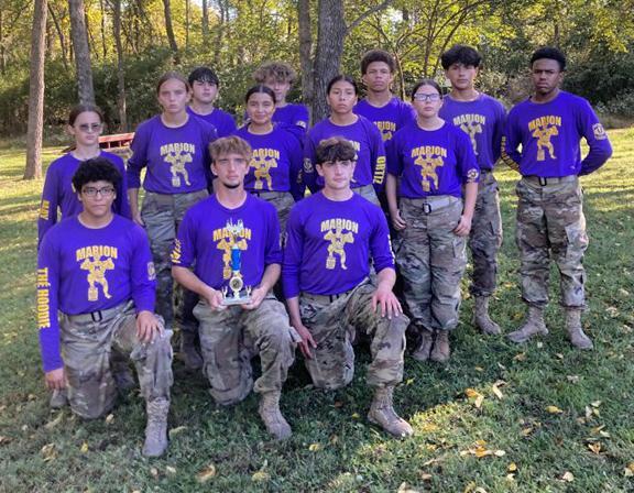 photo: The Marion High School JROTC Raider team poses for a photo after their third-place finish at the State Championship on Oct. 4, 2025, at Camp Atterbury.