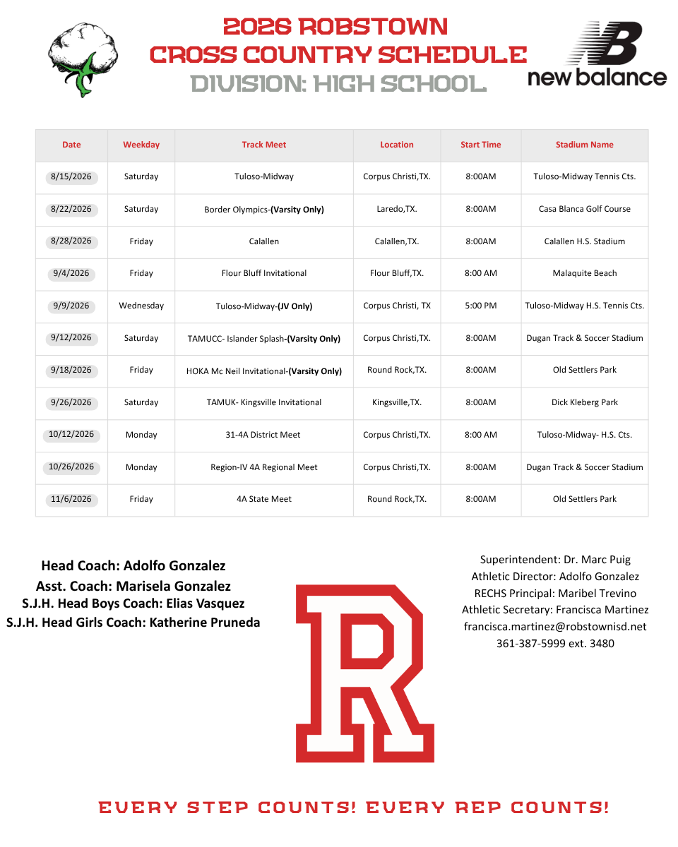 Cross Country Schedule
